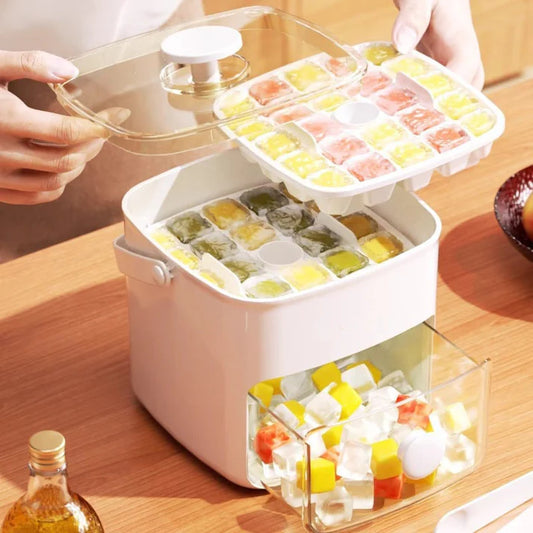 ⛱️SUMMER DAY - ONLY ₹2499!!⚡50K+ SOLD🧊2 Tier Convenient Push-In Ice Cube Mold with Tray Case